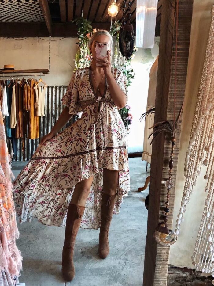 Bohemian Bliss Cut Out Dress and Top Skirt Boho Set