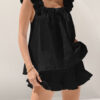 Boho Chic  Ruffled Square Neck Top and Shorts Set