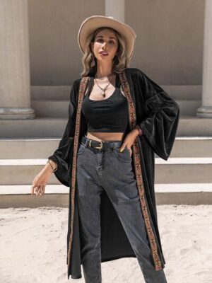 b71a5228-7764-4a03-bec6-794ba09b535b-Min.jpg Printed Trim Open Front Flare Sleeve Cardigan