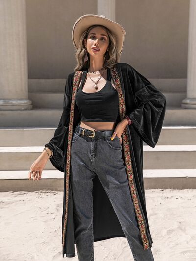 b71a5228-7764-4a03-bec6-794ba09b535b-Min.jpg Printed Trim Open Front Flare Sleeve Cardigan