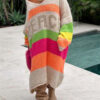 Color Block V-Neck Long Sleeve Boho Sweater Dress - Spirit and Rebel