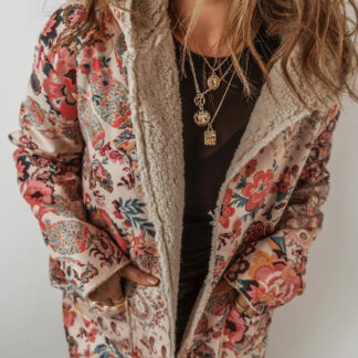 Spirit and Rebel Printed Long Sleeve Hooded Boho Jacket