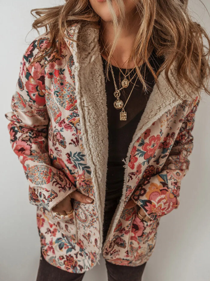 Spirit and Rebel Printed Long Sleeve Hooded Boho Jacket