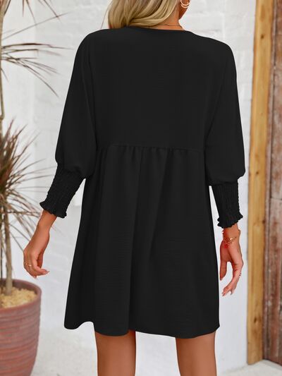 d3a5e411-d8e4-4daa-bfda-198b1eb2dea2-Min_127d22ee-5c66-43e1-bf6f-344c0272f7af.jpg Round Neck Lantern Sleeve Mini Dress