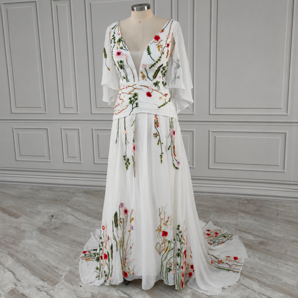 Enchanted Garden Floral Boho Wedding Dress