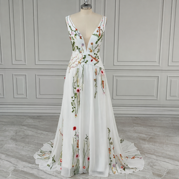 Enchanted Garden Floral Boho Wedding Dress