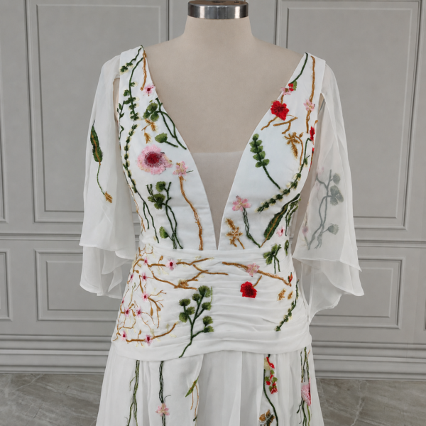 Enchanted Garden Floral Boho Wedding Dress