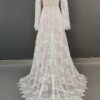 Elegant Boho Floral Lace V Neck Wedding Dress White – Spirit & Rebel