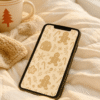 Boho Gingerbread Christmas Phone Wallpaper – Cozy Neutral Holiday Pattern