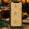 Boho Gingerbread Christmas Phone Wallpaper – Cozy Neutral Holiday Pattern