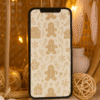 Boho Gingerbread Christmas Phone Wallpaper – Cozy Neutral Holiday Pattern