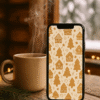20251118_1958_Cozy Cabin Wallpaper_remix_01kac1qm0jf8x9w3wgyfmw4m3k Boho Gingerbread House Christmas Phone Wallpaper – Cozy Neutral Holiday Pattern | Instant Download