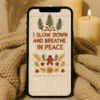 Boho Christmas Embroidered Phone Wallpaper – “I Slow Down and Breathe in Peace” | Cozy Holiday Aesthetic – Main image