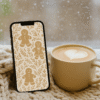 Gingerbread Christmas Phone Wallpaper – Cute Cookie & Botanical Pattern | Boho Aesthetic
