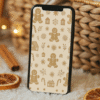 Gingerbread Christmas Phone Wallpaper – Cute Cookie Pattern With Houses & Candy Canes