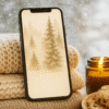 20251119_0233_Cozy Winter Vibes_remix_01kacrcmkcevhrg1kcsyx4a9qk Winter Forest Phone Wallpaper – Cozy Lantern Snow Scene