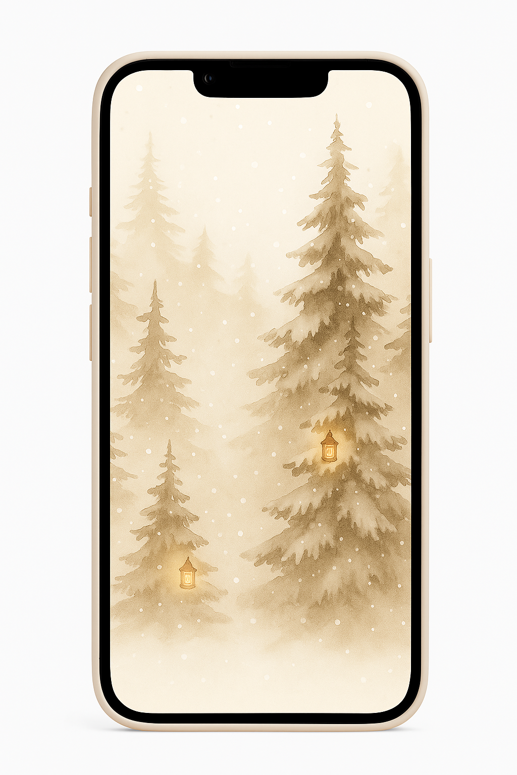 20251119_0237_iPhone Wallpaper Mockup_remix_01kacrk8zhebhs2w8qza328t48 Winter Forest Phone Wallpaper – Cozy Lantern Snow Scene