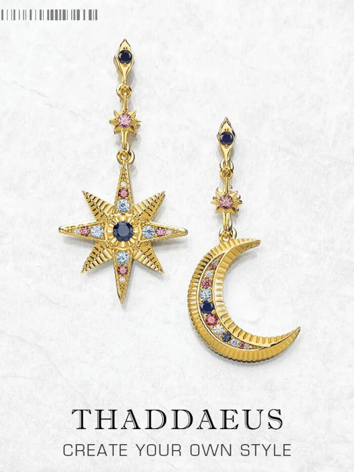 Celestial Moon & Star Drop Statement Earrings