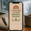 20251119_0016_Cozy Desk View_remix_01kacghpfne4ja8hbmveva19rp Christmas Quote Phone Wallpaper – “I Welcome a Calm Holiday Season”