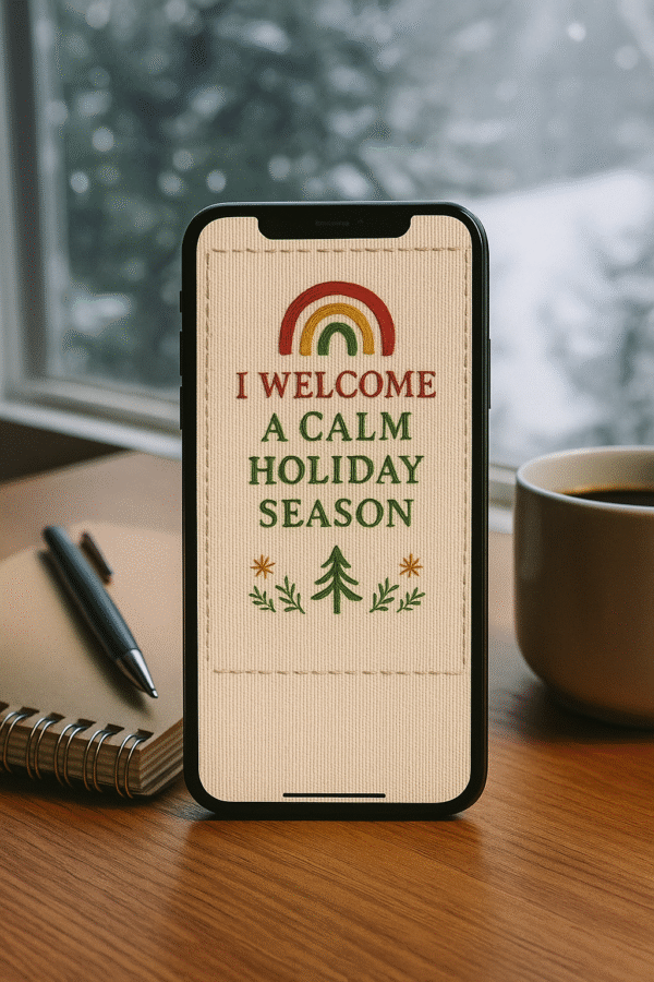20251119_0016_Cozy Desk View_remix_01kacghpfne4ja8hbmveva19rp Christmas Quote Phone Wallpaper – “I Welcome a Calm Holiday Season”