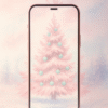 Soft-Pink Christmas Tree in Falling Snow – Christmas Phone Wallpaper