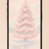 Soft-Pink Christmas Tree in Falling Snow – Christmas Phone Wallpaper