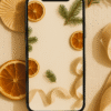 20251201_2028_Festive Nature Wallpaper_remix_01kbdjmvztfcptqf11jtbggj4d Warm Citrus & Pine Flatlay – Aesthetic Christmas Phone Wallpaper