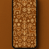 Folk-Art Gingerbread Hearts & Reindeer Pattern – Christmas Phone Wallpaper