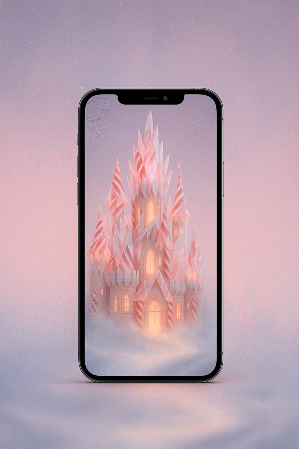 Sugar-Crystal Peppermint Castle Glow – Christmas Phone Wallpaper