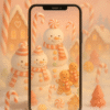 Gingerbread Snowmen Village Christmas Phone Wallpaper
