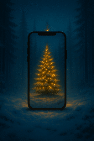 20251202_2229_Enchanted Winter Forest_remix_01kbgby0cffx0rtmdwfvjsjwbd Enchanted Forest Christmas Tree Wallpaper