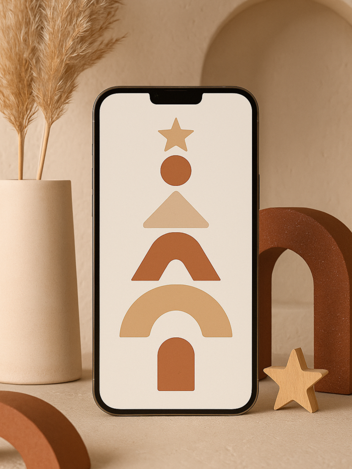 Minimalist Christmas Tree Aesthetic Boho Christmas Wallpaper
