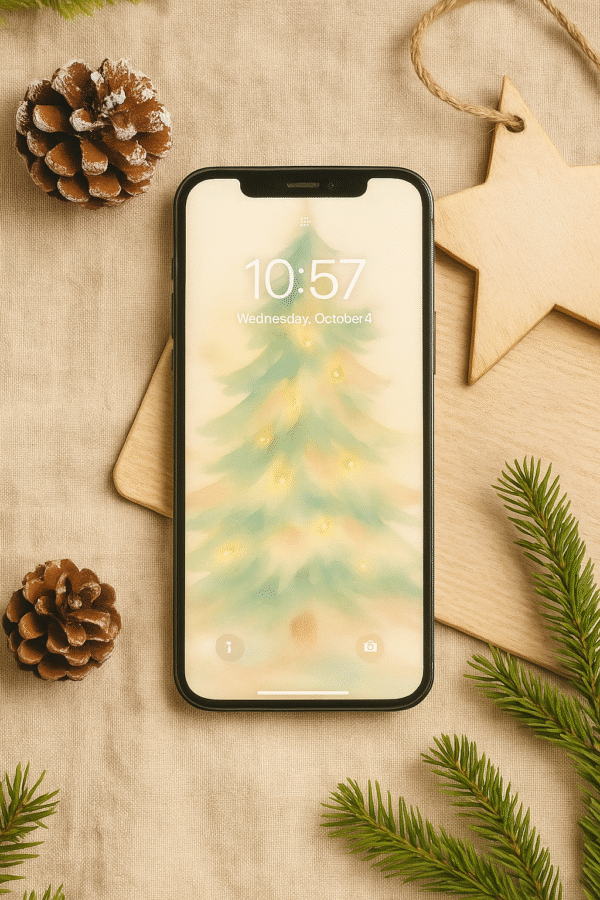 20251202_2257_Festive Tree Wallpaper_remix_01kbgdhqvmej08c68rqfyap40c Pastel Glow Christmas Tree – Christmas Phone Wallpaper