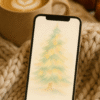 20251202_2302_Cozy Knit Phone Setup_remix_01kbgdt07xfqwb8da0gn29zh7h Pastel Glow Christmas Tree – Christmas Phone Wallpaper