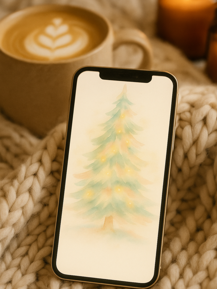 Pastel Glow Christmas Tree – Christmas Phone Wallpaper