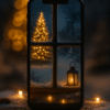 Warm Lantern Window View Christmas Phone Wallpaper