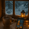 Warm Lantern Window View Christmas Phone Wallpaper