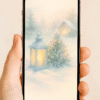 20251203_0917_Winter Lantern Wallpaper_remix_01kbhh22xvf4psxqdt7gb0613x Soft Glow Cottage Lantern – Christmas Phone Wallpaper