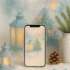 20251203_0927_Winter Lantern Scene_remix_01kbhhmbztertr949g91mj90f4 Soft Glow Cottage Lantern – Christmas Phone Wallpaper