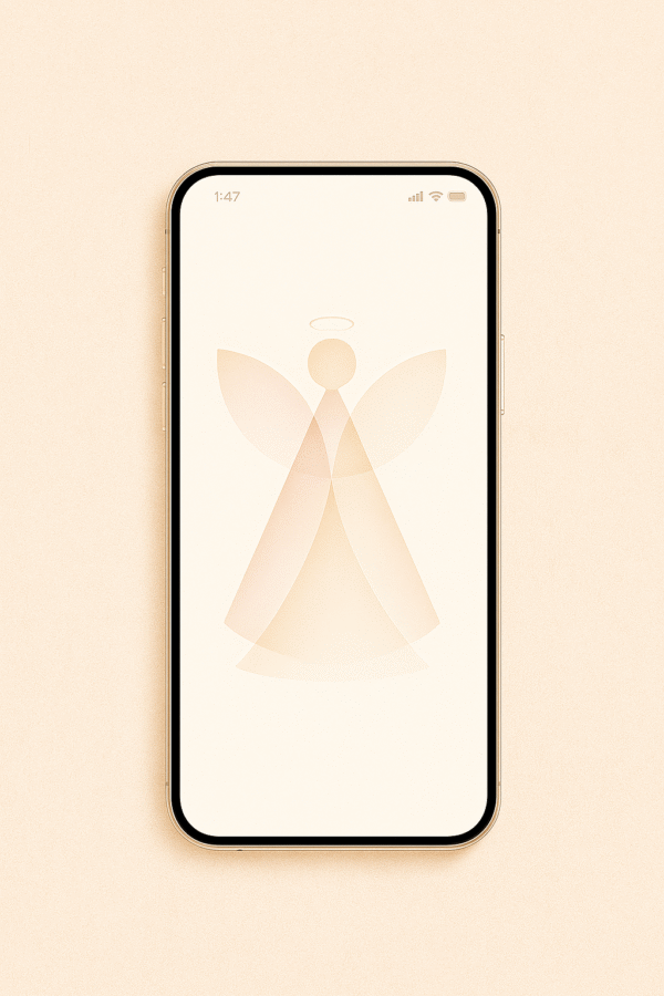 20251203_1006_Coordinated Angelic Aesthetic_remix_01kbhkwwf9f6qtftmfh93cf7rs Soft Pastel Angel Glow – Christmas Phone Wallpaper