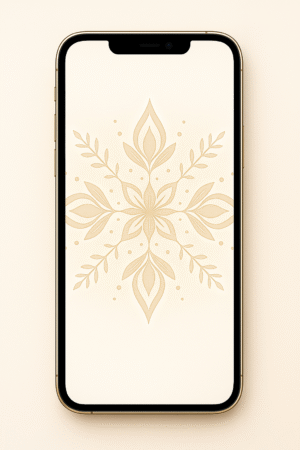 20251203_1020_Phone Wallpaper Mockup_remix_01kbhmnypsfqe9sjmz38dg1prd Golden Folk-Art Snowflake – Christmas Phone Wallpaper