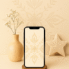 20251203_1021_Wallpaper-Inspired Mockup Scene_remix_01kbhmptxjfcz9gp7sp8mwzak9 Golden Folk-Art Snowflake – Christmas Phone Wallpaper