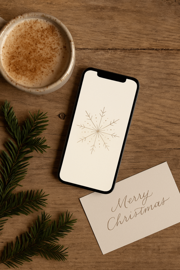 20251203_1032_Festive Phone Wallpaper_remix_01kbhnbd21e5dv7v5xgam1tf35 Minimal Line-Art Snowflake on Cream – Christmas Phone Wallpaper