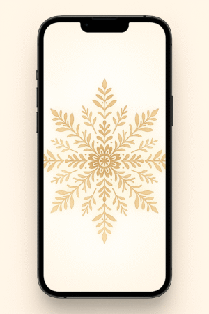 20251203_1050_Floral Phone Wallpaper_remix_01kbhpbw6yefy8mbp7kgt5kznw Golden Folk-Art Snowflake on Cream – Christmas Phone Wallpaper