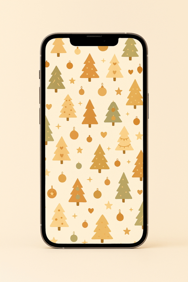 Warm Forest Pattern – Christmas Boho Phone Wallpaper