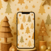 Warm Forest Pattern – Christmas Boho Phone Wallpaper