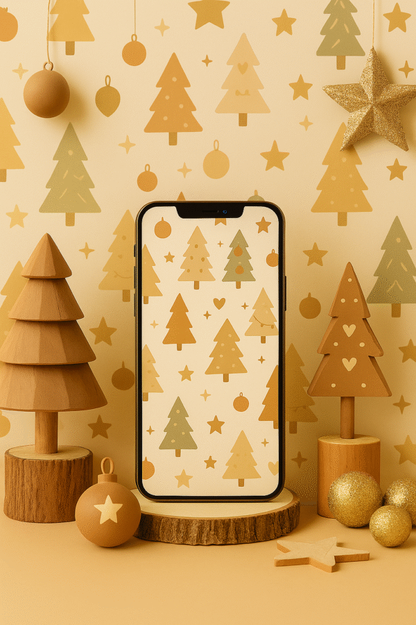 Warm Forest Pattern – Christmas Boho Phone Wallpaper