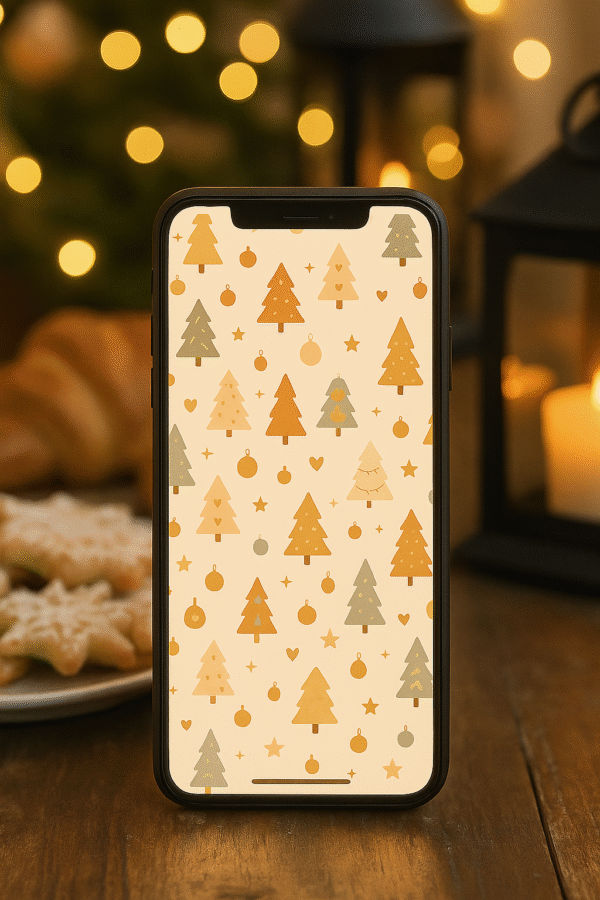 Warm Forest Pattern – Christmas Boho Phone Wallpaper