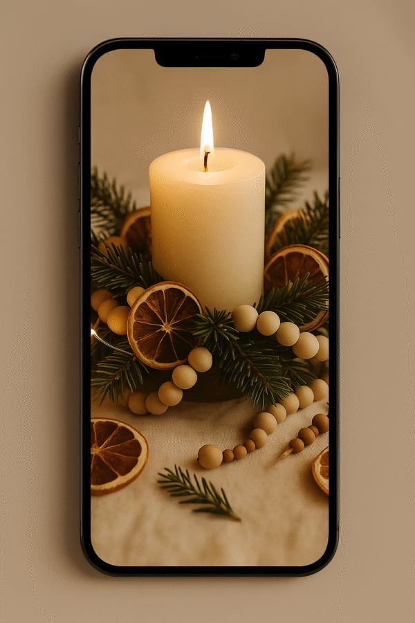 Candlelit Winter Table – Aesthetic Boho Christmas Wallpaper