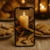 Candlelit Winter Table – Aesthetic Boho Christmas Wallpaper